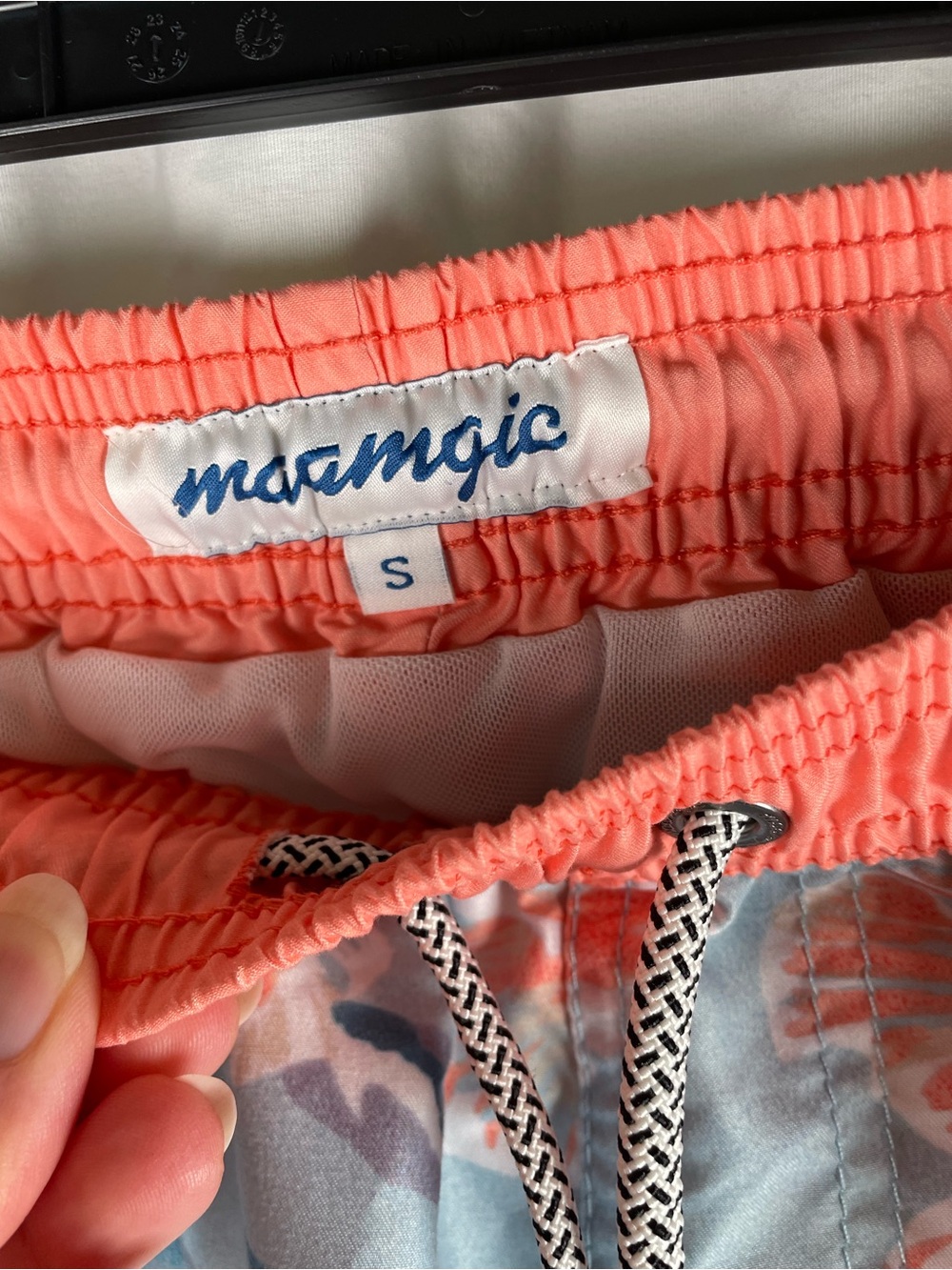 MaaMgic Men's Floral Swim Trunks [Small  Size] Light Blue & Peach Quick Dry - Picture 3 of 12
